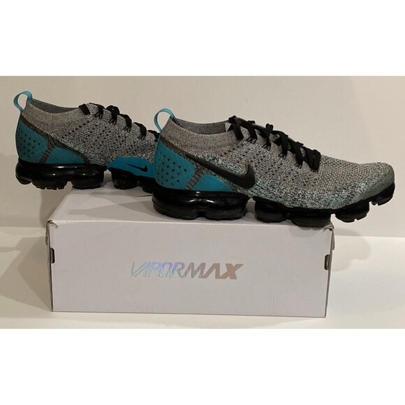 Nike Air VaporMax Flyknit 2 Mens 11.5 Black Dusty Cactus Hyper Jade Sneaker - Picture 4 of 16